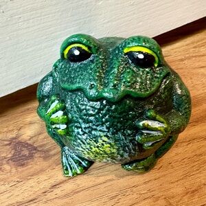 Green Frog Doorstop Decor Cast Iron